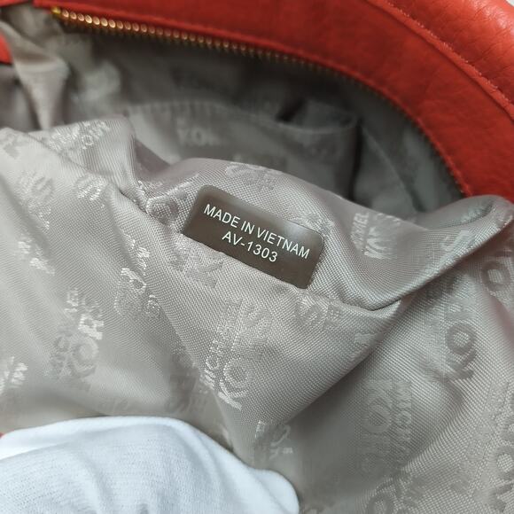 Michael Kors Orange Leather Double Handle Satchel Shoulder Bag - Picture 12 of 16